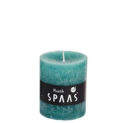 Image of Spaas 8 Rustic Unscented Pillar Candles 68/80 mm, ± 30 Hours , Emerald Green
