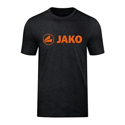 Image of JAKO Men&#039;s Promo T Shirt, Mottled Black/neon Orange, L