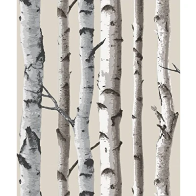 Image of Brewster FD31051 Birch Tree Wallpaper Natural