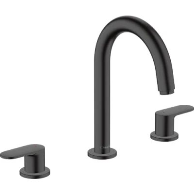 Image of hansgrohe Vernis Blend 3 hole basin mixer with pop up waste set, matt black, 71553670