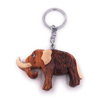 Image of H Customs Mammoth Elephant Ivory Sweet Wood Noble Handmade Keychain Pendant