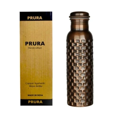 Image of PRURA Copper Water Bottle Leak Proof Ayurvedic Drinkware Vessel for Sports, Gym, Outdoors, Yoga