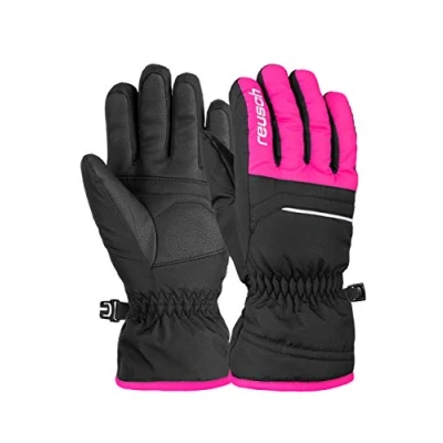 Image of Reusch Alan Junior Unisex Finger Gloves Black/Pink Glo 5