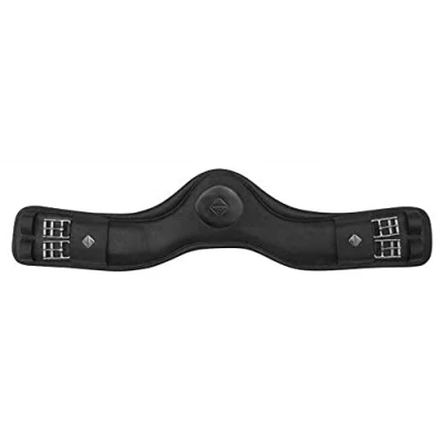 Image of LeMieux Gel Tek Anatomic Dressage Girth Black Contoured Shape Dynamic and Ultra Soft Leather 60cm/24&quot;