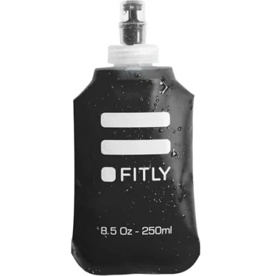 Image of FITLY Soft Water Bottle Shrink As You Drink Flask for Hydration Pack Folding Ideal Running, Hiking, Cycling, Climbing &amp; Rigorous Activity