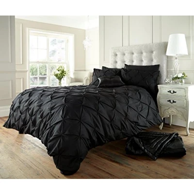 Image of SELECT ED® Luxury New Alford/Design Pintuck Duvet Quilt Cover Sets with Pillow Case Bedding Set (Double, Black)