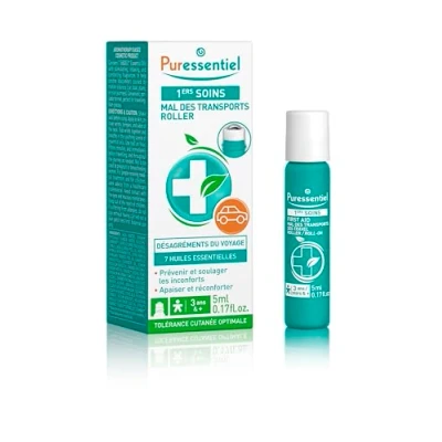 Image of Puressentiel First Aid Transport Sickness Roller with 7 Essential Oils Helps Prevent and Combat Inconvenience (car, Plane, Boat) 5 ml