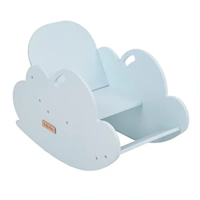 Image of KiddyMoon Wooden Rocker Arch For Kids Rocking Chair Animal Montessori Seesaw Children Activity Toy Babies Climbing Play Arch, Cloud Model AR 002, Blue