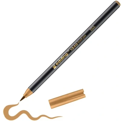 Image of edding 1340 brush pen ochre 1 flexible tip felt for painting, writing and drawing bullet journals, hand lettering, mandalas, calligraphy