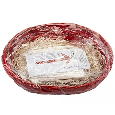 Image of Make Your Own Hamper Kit Red Basket Oval Sloped: Bag, Ribbon, Wood Wool 30cm x 22cm