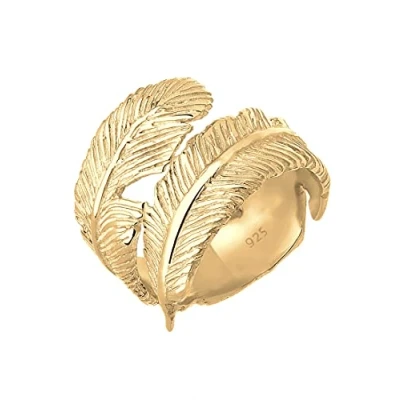 Image of Elli Ring Women Wrapped Feather Motif Trend in 925 Sterling Silver