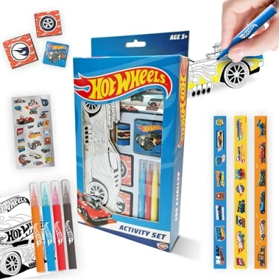 Image of BLADEZ Hot Wheels Activity Set, Arts and Crafts, Licensed Stationary Set with pens Stickers, 150+ Pieces, Creative Maker Kitz Toyz