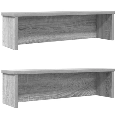 Image of vidaXL kitchen racks/stackable shelves grey sonoma engineered wood versatile for kitchen/office/bathroom organization