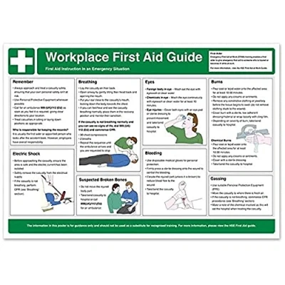 Image of V Safety Workplace First Aid Guidance Poster A2 (594 x 420 mm) Sign
