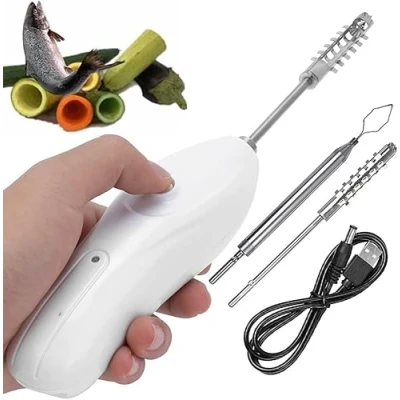 Image of MASKIS Electric Zucchini Apple Peeler Corer, Stainless Steel Fruit Vegetable Corer Remover with 2 Cutter Heads, 30W Scraping Scale Machine Scraper, Digging