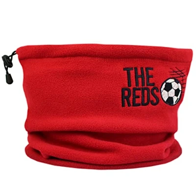 Image of TeddyTs Personalised Red Football Fleece Snood with Adjustable Toggle