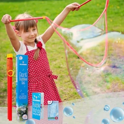 Image of Atlasonix Giant Bubble Wands, Maker, Big Wand, Large Sticks, Outdoor Toys for Kids, Kit, Wands &amp; Mix Making 2 Gallons of Solution
