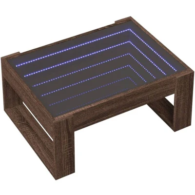Image of vidaXL Coffee Table with Infinity LED Brown Oak 70x53x30 cm