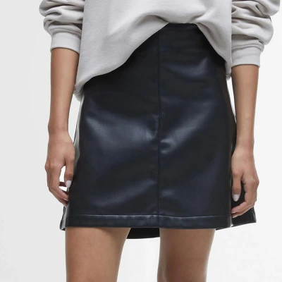 Image of Barbour International Peyton Faux Leather Mini Skirt UK 16