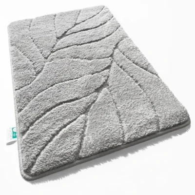 Image of Floordirekt Bath Mat Extra Fluffy &amp; Quick Drying Bathroom Rug with Non Slip Back Shower (Maris) (Silver, 80 x 150 cm)