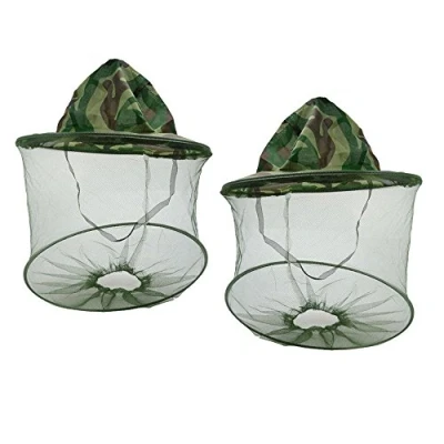 Image of SUNREEK 2 Pack Camouflage Beekeeper Anti Mosquito Bee Insect Fly Mask Cap Hat with Head Net Mesh Face Protection Outdoor Fishing Equipment