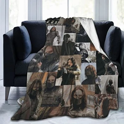 Image of Sebastian Stan &amp; Bucky Barnes Fleece Blanket Throw Lightweight Super Soft Cozy Luxury Bed Microfiber