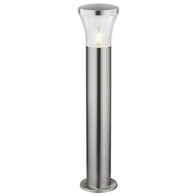 Image of Long Life Lamp Company Modern LED Bollard Light Outdoor Stainless Steel Garden Post Pathway Lighting 240v IP44 ZLC310K with Warm White 5w E27 Clear Candle