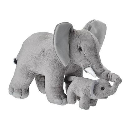 Image of Wild Republic Mom and Baby Elephant Plush, Stuffed Animal, Plush Toy, Gifts for Kids, 12 Inches