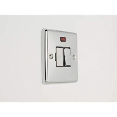 Image of Enhance Decorative Switched Fuse Spur With Neon Polished Chrome Finish Black Trim