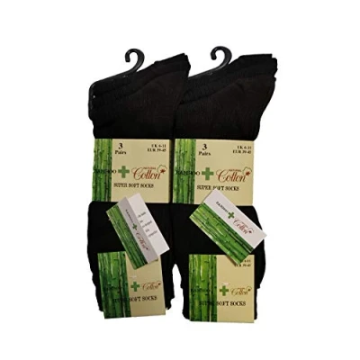 Image of undercover lingerie 6 Pairs Mens Bamboo + Cotton Ribbed Super Soft Socks SE106 Black