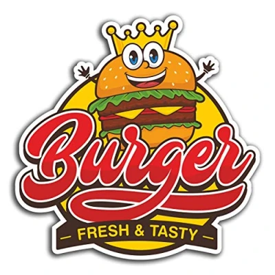 Image of 2 x 10cm Burger Fresh &amp; Tasty Vinyl Stickers Fun Sticker Laptop Luggage #32014 (10cm Tall)