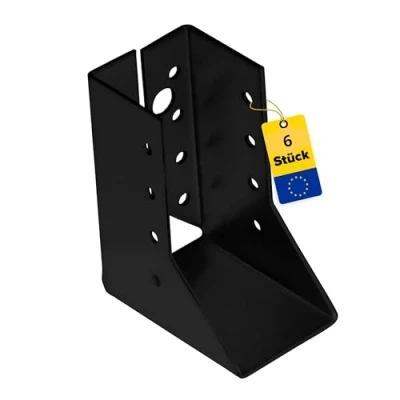 Image of Heavy Duty Black Decorative Face Fix Folded Concealed Flange Joist Hanger (45 x 97 75 2mm)