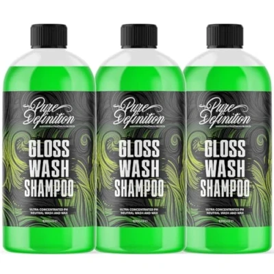 Image of Car Shampoo, Wash Wax PH Neutral, High Foam and Shine, Ultra Slick Gloss Finish Concentrate Pure Definition (3 X 1000ML)