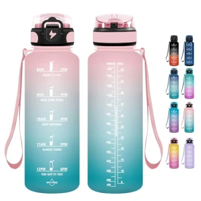 Image of Grsta Drinking Bottle Water 1.5 Litres Sports BPA Free, with Straw, Suitable for Carbonated Drinks, Gym, Bike, Fitness, Camping and School