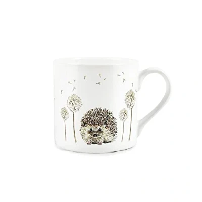 Image of Purely Home Rhiannon Chauncey Hedgehog Watercolour Painted Design Mug Fine Bone China White Coffee/Tea Present Gift for Animal Lovers