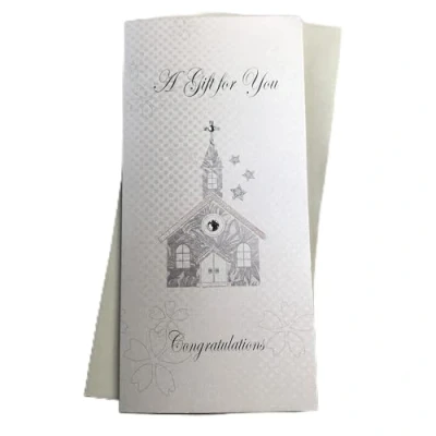 Image of WHITE COTTON CARDS MONEY WALLET Christening, A Gift For You CHURCH Handmade (WBW36)