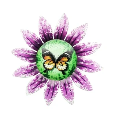 Image of FUXIU Garden Decor Metal Iron Flower Wall Art Hanging for Indoor Outdoor Home Patio Ornament Accessories