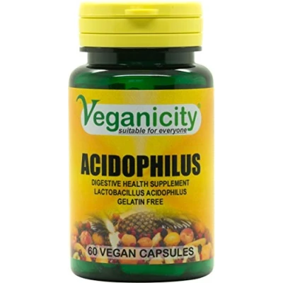 Image of Veganicity Acidophilus Probiotic : Digestive Health Supplement 60 Vegan Capsules, in a Planet Friendly 99% Recycled Pot