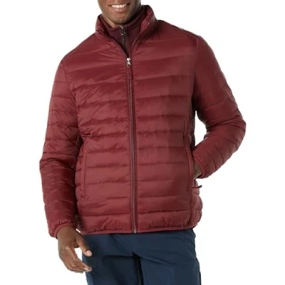 Image of Amazon Essentials Men&#039;s Packable Lightweight Water Resistant Puffer Jacket (Available in Big &amp; Tall), Dark Red, XXL