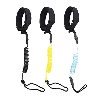 Image of Tbest Coiled Sup Leash,Surfboard Leash Stand Up Paddle Board Leash, Surf Surfing Leg Rope Spring Foot black/yellow/blue(blue)