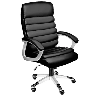 Image of TecTake® Office Chair with Ergonomic Design &amp; Faux Leather Cover, 360 Swivel Extra Thick Padding, High Backrest Rocking Function, Height Adjustable Desk for Home Black