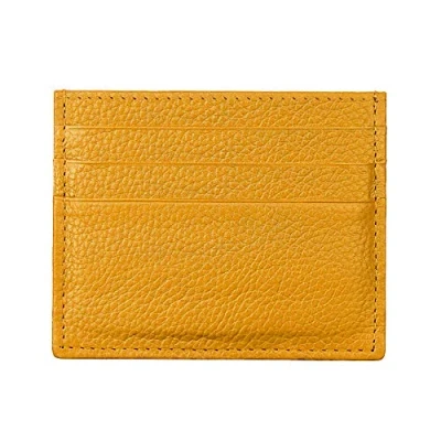 Image of Hibate Genuine Leather Women Girls Ladies Slim Credit Card Case Holder Sleeve Wallet Yellow