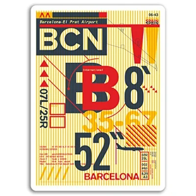 Image of 2 x 10cm Barcelona Airport Vinyl Stickers Spain Sticker Laptop Luggage #17126 (10cm Tall)