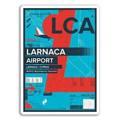 Image of 2 x 10cm Larnaca Airport Vinyl Stickers Cyprus Travel Sticker Luggage #17429 (10cm Tall)