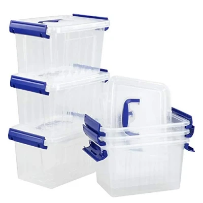 Image of Nesmilers Plastic Storage Boxes with Lids, Container Box Set of 6
