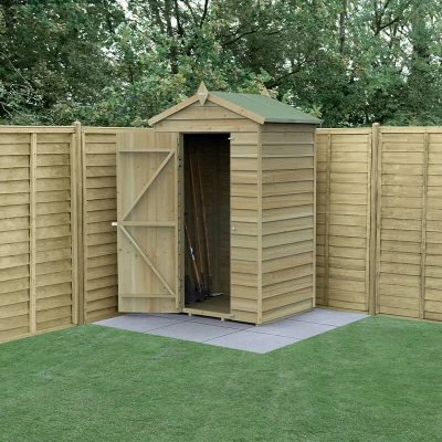 Image of 4&#039; x 3&#039; Forest 4Life 25yr Guarantee Overlap Pressure Treated Windowless Apex Wooden Shed (1.34m 1m)