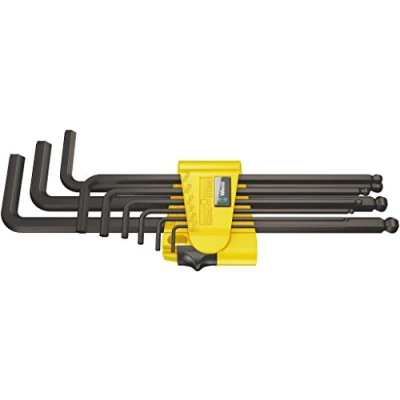 Image of Wera 05022171001 Hex Plus Key Set 950 PKL/9 SZ N High Torque with Ball end, Imperial BlackLaser, 5/64 inch 3/8 inch, 9 Piece