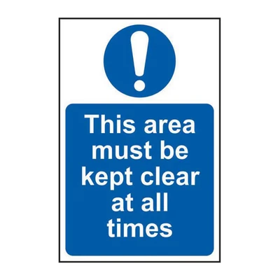 Image of This Area Must Be Kept Clear At All Times Large Sign, Self Adhesive Vinyl, W400mm x H600mm