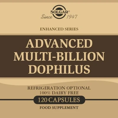 Image of Solgar Advanced Multi Billion Dophilus Vegetable Capsules Pack of 120 4 Curated Strains Beneficial Microorganisms For Digestion and Immune Support Vegan Gluten Free