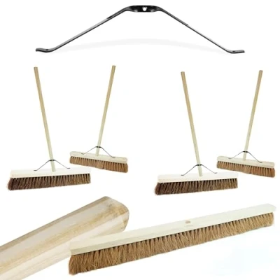 Image of 18&quot;, 24&quot; Or 36&quot; Indoor Outdoor Garage &amp; Yard Broom Soft Hard Bristle Sweeping Brush With Long Handle (1, 18&quot; Bassine Bristle)